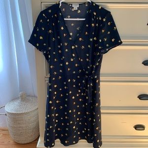 J crew womens size 8 lemon navy wrap dress